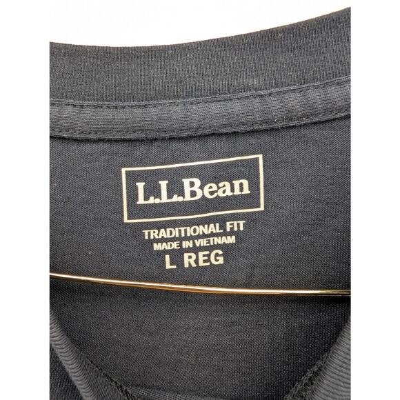 NWT L.L. Bean Men's Carefree Unshrinkable Tee with Pocket in Navy Blue sz Large - Picture 5 of 6